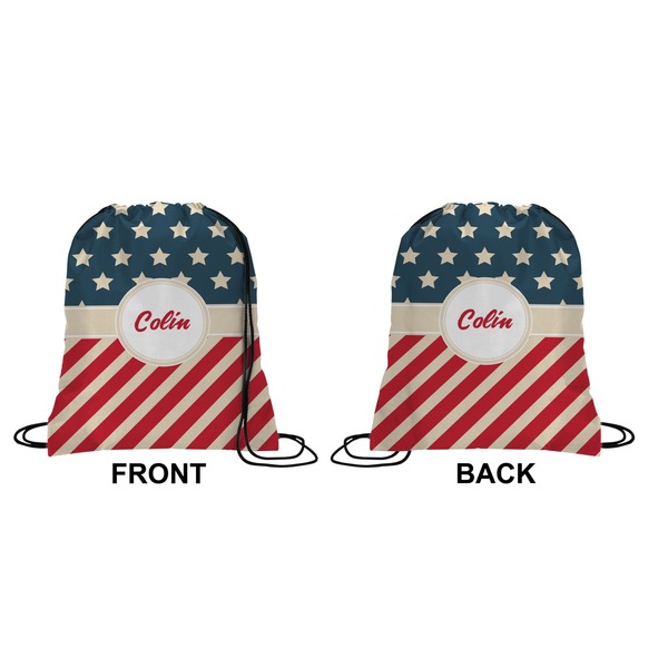 Stars and Stripes Drawstring Backpack Front & Back Small