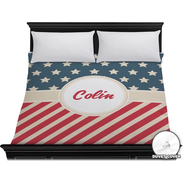 Custom Stars and Stripes Duvet Cover - King (Personalized)