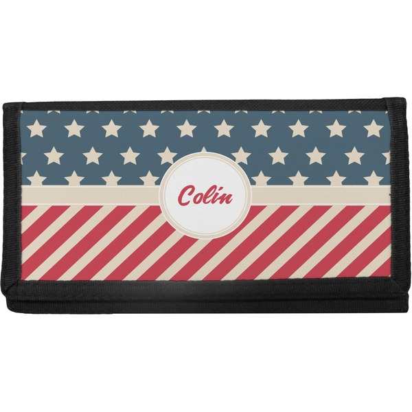 Custom Stars and Stripes Canvas Checkbook Cover (Personalized)
