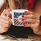 Stars and Stripes Espresso Cup - 6oz (Double Shot) LIFESTYLE (Woman hands cropped)
