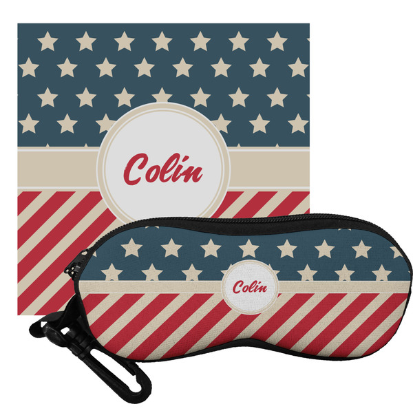 Custom Stars and Stripes Eyeglass Case & Cloth (Personalized)