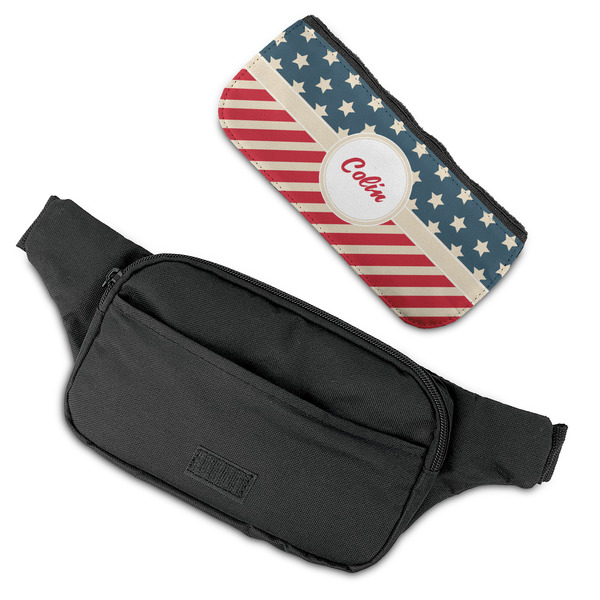 Stars and Stripes Fanny Packs - FLAT (flap off)