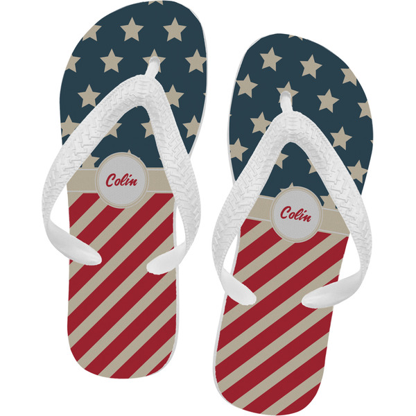 Custom Stars and Stripes Flip Flops - Large (Personalized)
