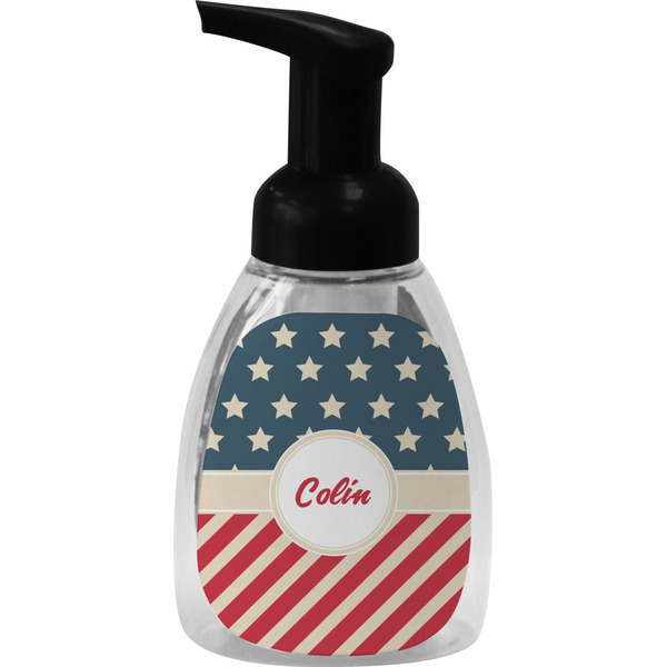 Custom Stars and Stripes Foam Soap Bottle - Black (Personalized)