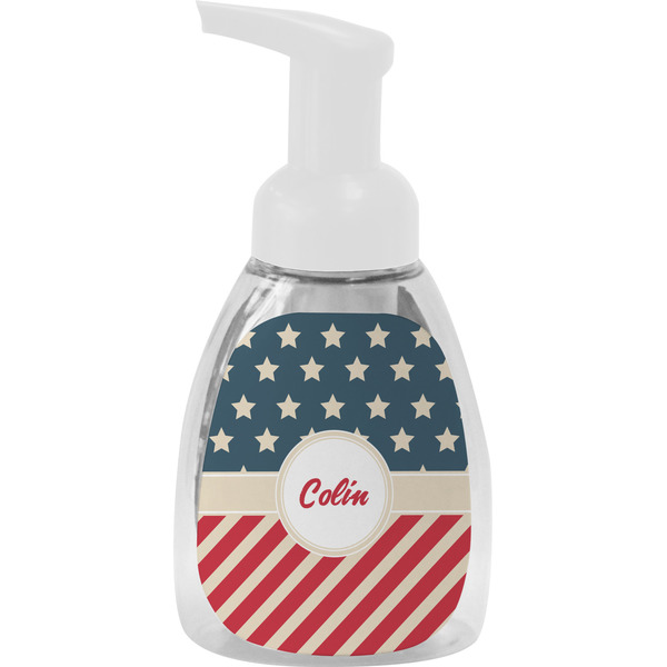 Custom Stars and Stripes Foam Soap Bottle - White (Personalized)