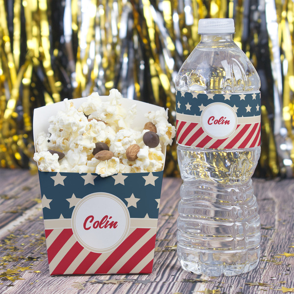 Stars and Stripes French Fry Favor Box - w/ Water Bottle
