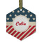 Stars and Stripes Frosted Glass Ornament - Hexagon