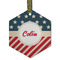 Stars and Stripes Flat Glass Ornament - Hexagon w/ Name or Text