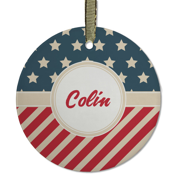 Stars and Stripes Frosted Glass Ornament - Round