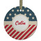 Stars and Stripes Flat Glass Ornament - Round w/ Name or Text