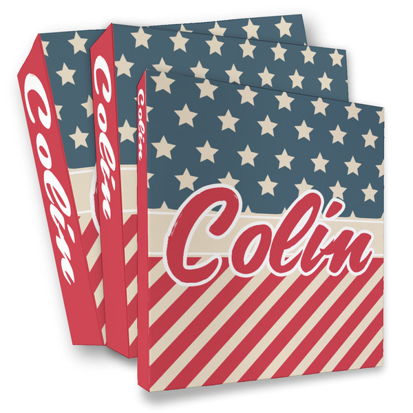 Custom Stars and Stripes 3 Ring Binder - Full Wrap (Personalized)