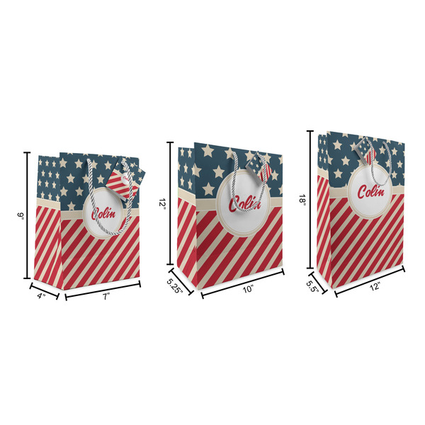 Stars and Stripes Gift Bags - All Sizes - Dimensions