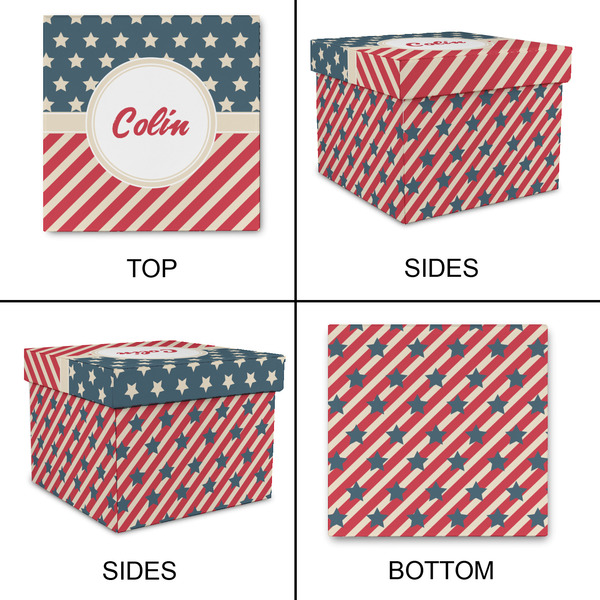 Stars and Stripes Gift Boxes with Lid - Canvas Wrapped - Large - Approval