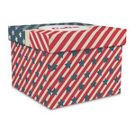 Stars and Stripes Gift Box with Lid - Canvas Wrapped - Large (Personalized)