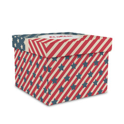 Stars and Stripes Gift Box with Lid - Canvas Wrapped - Medium (Personalized)