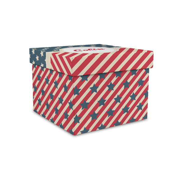 Custom Stars and Stripes Gift Box with Lid - Canvas Wrapped - Small (Personalized)