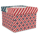 Stars and Stripes Gift Box with Lid - Canvas Wrapped - X-Large (Personalized)