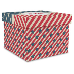 Stars and Stripes Gift Box with Lid - Canvas Wrapped - X-Large (Personalized)
