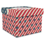 Stars and Stripes Gift Box with Lid - Canvas Wrapped - XX-Large (Personalized)