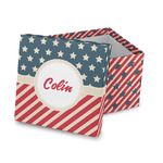 Stars and Stripes Gift Box with Lid - Canvas Wrapped (Personalized)