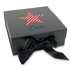 Stars and Stripes Gift Box with Magnetic Lid - Black (Personalized)