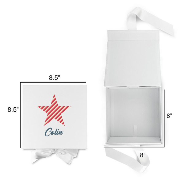 Stars and Stripes Gift Boxes with Magnetic Lid - White - Open & Closed