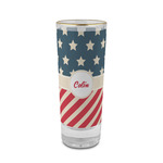 Stars and Stripes 2 oz Shot Glass - Glass with Gold Rim (Personalized)