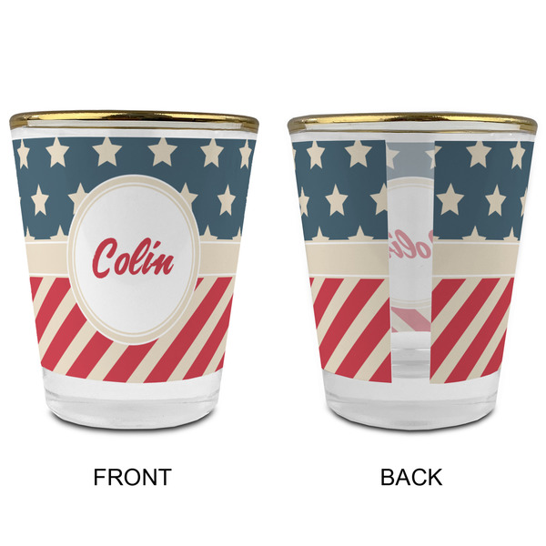 Stars and Stripes Glass Shot Glass - with gold rim - APPROVAL