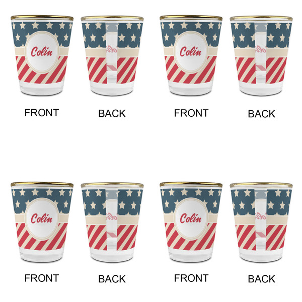 Stars and Stripes Glass Shot Glass - with gold rim - Set of 4 - APPROVAL