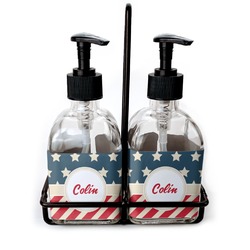 Stars and Stripes Glass Soap & Lotion Bottle Set (Personalized)