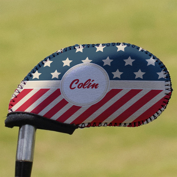 Custom Stars and Stripes Golf Club Iron Cover (Personalized)