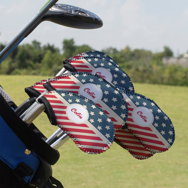 Custom Stars and Stripes Golf Club Iron Cover - Set of 9 (Personalized)