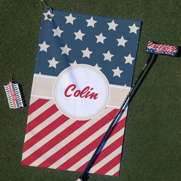 Custom Stars and Stripes Golf Towel Gift Set (Personalized)