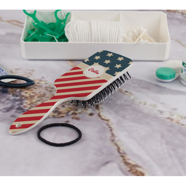 Stars and Stripes Hair Brush - In Bathroom