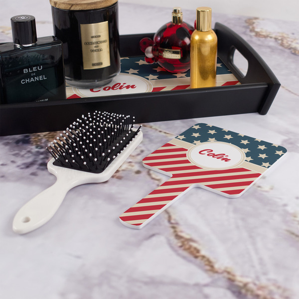 Stars and Stripes Hand Mirror - With Hair Brush