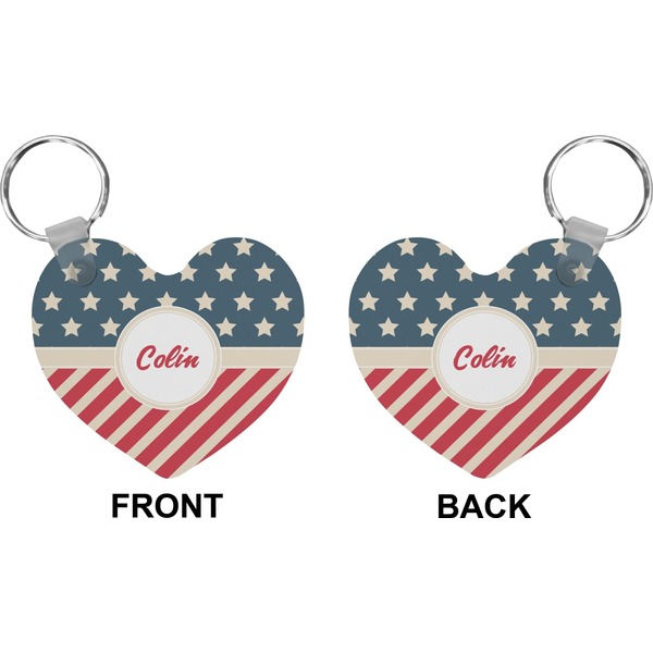 Stars and Stripes Heart Keychain (Front + Back)
