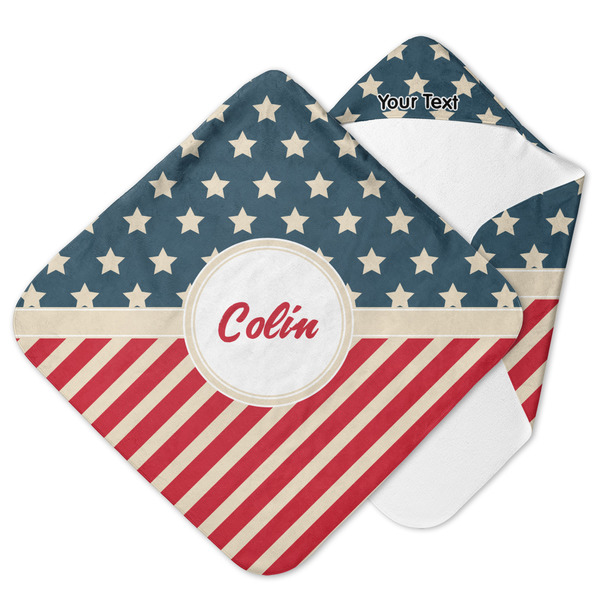 Custom Stars and Stripes Hooded Baby Towel (Personalized)