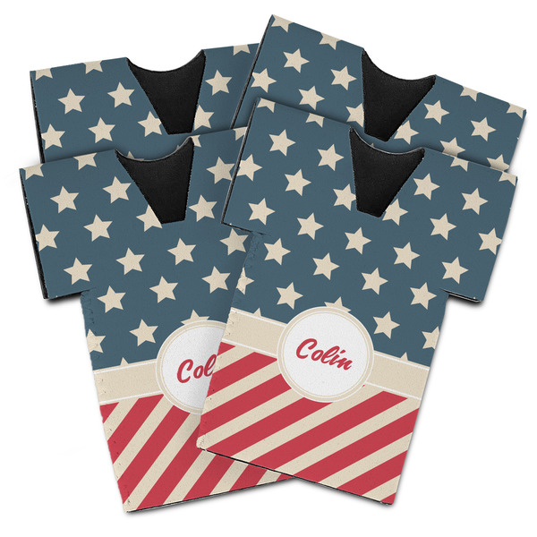 Custom Stars and Stripes Jersey Bottle Cooler - Set of 4 (Personalized)