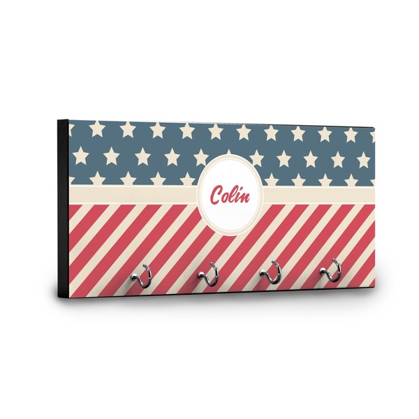 Stars and Stripes Key Hanger - Front View with Hooks