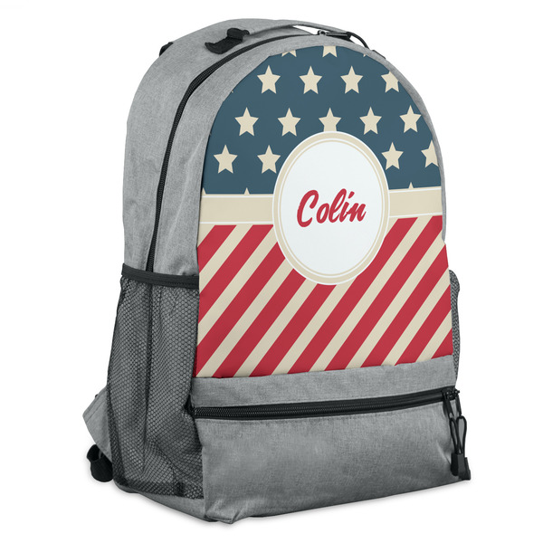 Custom Stars and Stripes Backpack - Grey (Personalized)