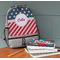 Stars and Stripes Large Backpack - Gray - On Desk