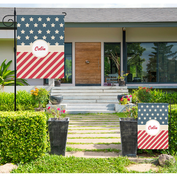 Custom Stars and Stripes Large Garden Flag - Double Sided (Personalized)