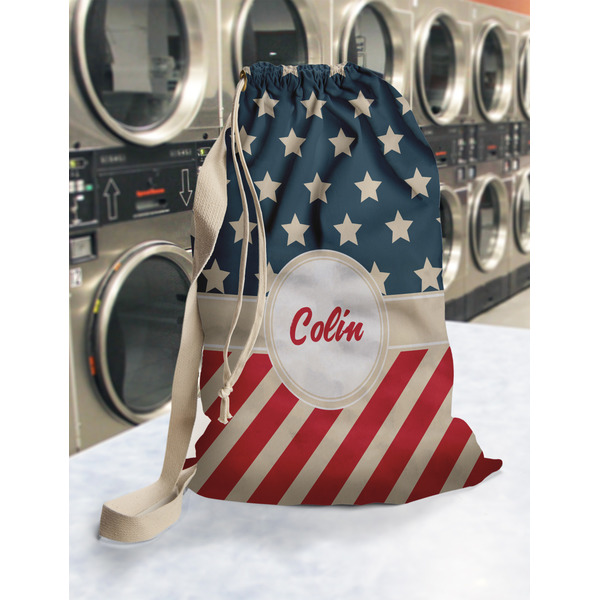 Stars and Stripes Laundry Bag in Laundromat