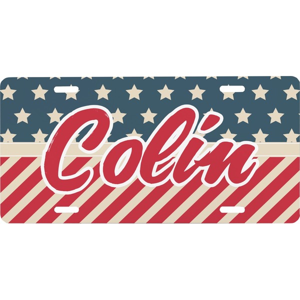 Custom Stars and Stripes Front License Plate (Personalized)