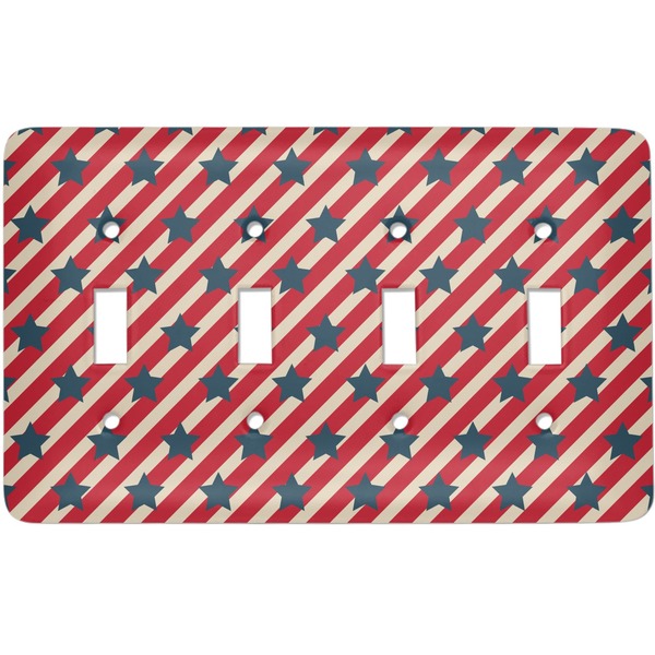Custom Stars and Stripes Light Switch Cover (4 Toggle Plate)