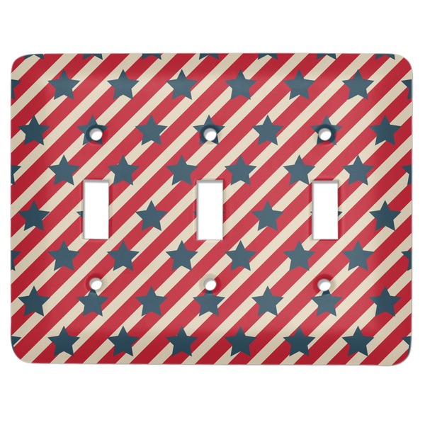 Custom Stars and Stripes Light Switch Cover (3 Toggle Plate)
