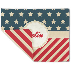 Stars and Stripes Double-Sided Linen Placemat - Single w/ Name or Text