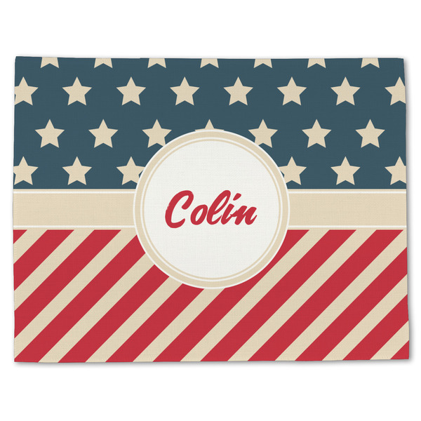 Custom Stars and Stripes Single-Sided Linen Placemat - Single w/ Name or Text