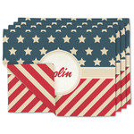 Stars and Stripes Linen Placemat w/ Name or Text