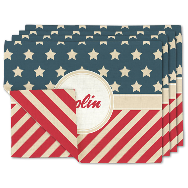 Custom Stars and Stripes Linen Placemat w/ Name or Text